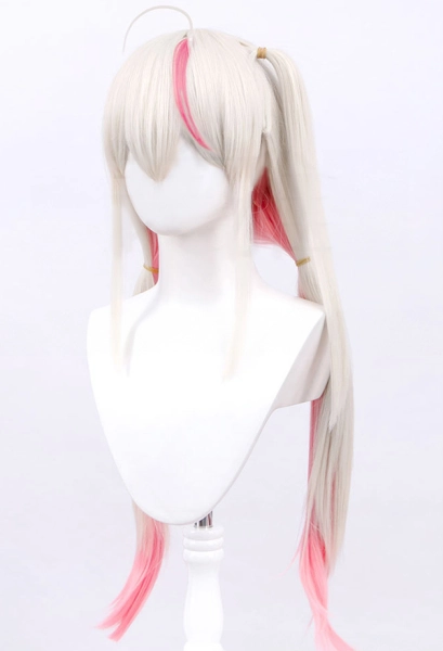 Blonde wig, pink stripes