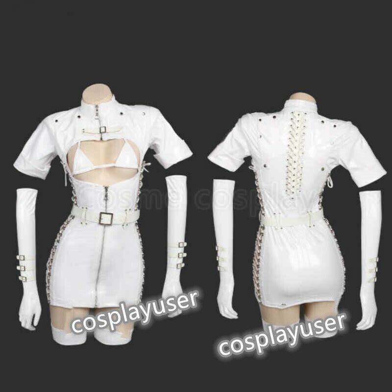  Cos Dark Reign Nurse Cosplay Costume Leather S-M Leotard Elastic Clack Hot