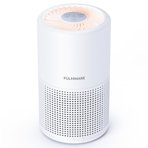 Air Purifiers for Bedroom, FULMINARE H13 True HEPA Air Filter, Quiet Air Cleaner With Night Light,Portable Small Air Purifier for Home, Office, Living Room - White - 1 Pack