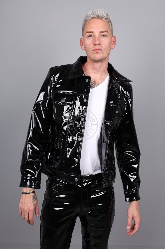 Black Heavy PVC Trucker Jacket | S / Black