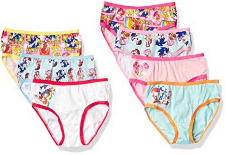 Sonic The Hedgehog Girls' 7-Pack 100% Cotton Underwear Available in Sizes 4, 6, and 8 - 4 - 7-pack