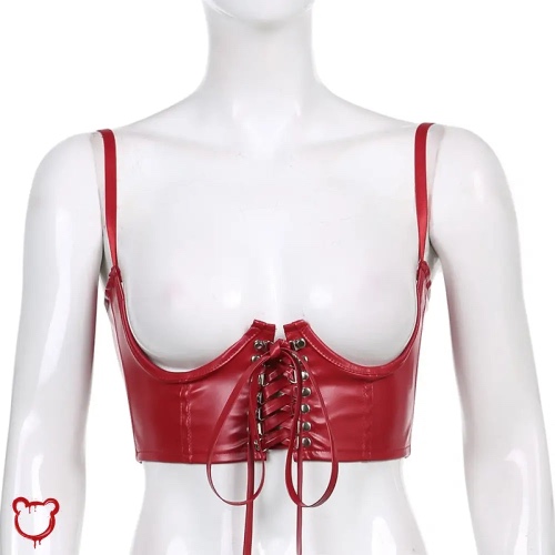 Black or Red Lace-Up Corset Belt - Black 1 / M