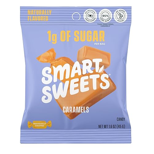 SmartSweets Caramel Candies, 1.6oz (Pack of 12), Creamy Candy with Low Sugar (1g), Low Calorie (140), Plant Based, Gluten Free, No Artificial Colors or Sweeteners, Healthy Snack for Kids & Adults - Soft Caramels - 1.8 oz (Pack of 12)
