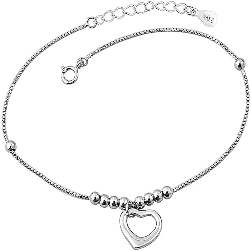 Ankle Bracelets For Women 925 Sterling Silver Indian Heart Love Beaded Anklets for women