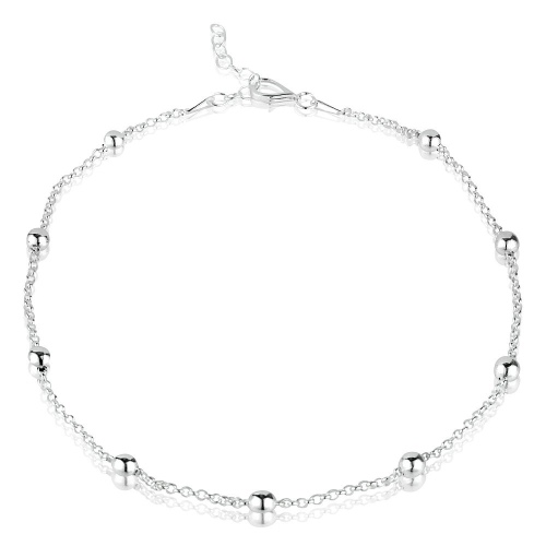 Sterling Silver Ankle Chain with Baubles - Variable Length 24-26.5cm