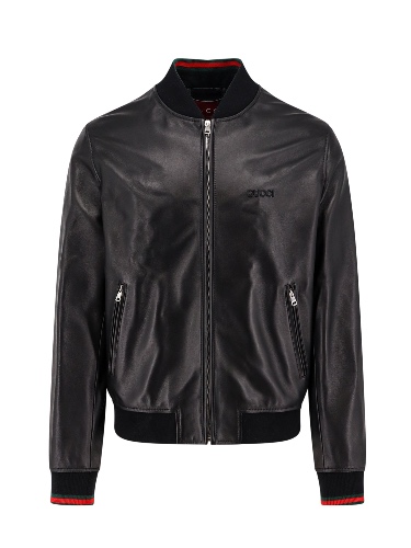 Leather bomber with GUCCI embossed detail - 50