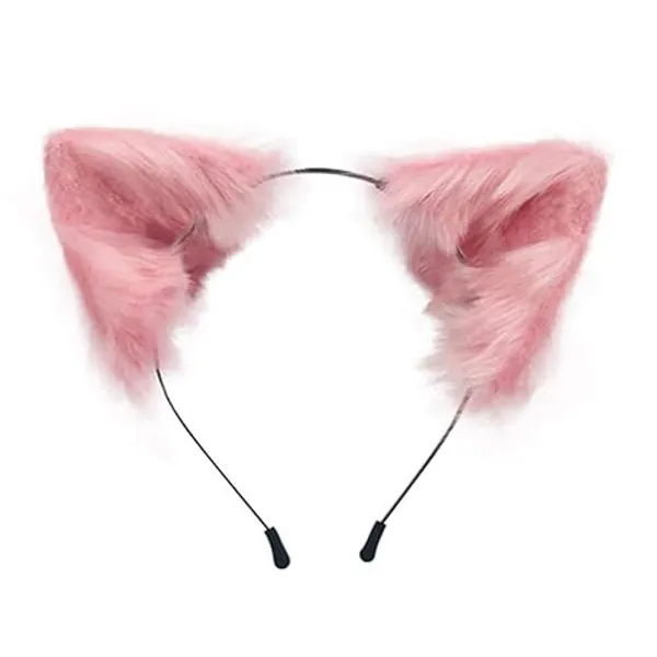 SMILETERNITY Handmade Fox Wolf Cat Ears Headwear Costume Accessories for Halloween Christmas Cosplay Party (Pink) - Pink