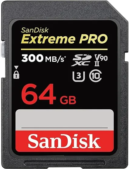 SanDisk Extreme PRO 64 Go carte mémoire SDXC jusqu'à 300 Mo / s, UHS-II, Classe 10, V90, U3