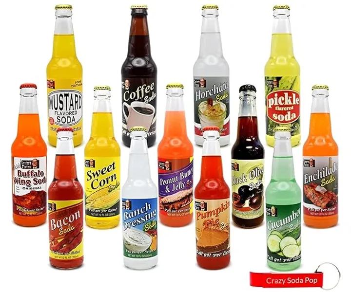 Generic Lester's Fixins Soda | 12 Pack of Unique, Weird, and Unusual Flavors of Food Soda Pop with Real Cane Sugar | 12 oz Glass Bottles in a Mixed 12 Pack Sampler with Crazy Soda Pop Bottle Opener