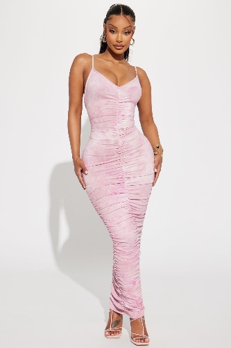 Priscilla Tie Dye Maxi Dress - Pink/combo | M