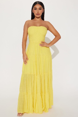 Almafi Coast Maxi Dress - Yellow | L