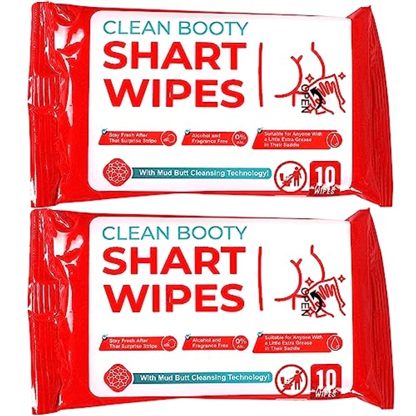 Funny Shart Butt Wipes 2 PK by Witty Yeti. 20Ct Hilarious Potty Humor Wet Wipe Gag Gift. Functional Prank Pack Great for Friends or Family. Disposable Moist Towelettes for When Oops That Wasn't a Fart