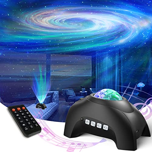 AIRIVO Star Projector, Galaxy Light Projector, Night Light Projector & Music Speaker & White Noise, Sound Machine Projector for Kids Adults, Bedroom, Room Decor, Party, Ceiling - Black-Galaxy