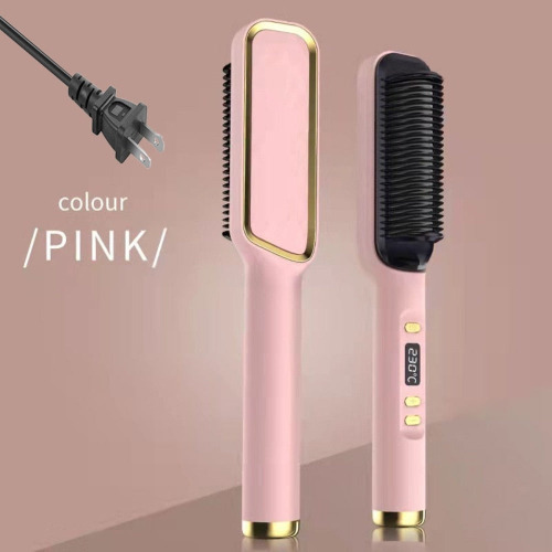 Electric Hair Brush Straightener by Coseey - Pink