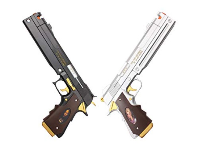 Blazing S. New Game Dante Ebony and Ivory Foam Gun Hand Cannon Prop Cosplay Game Anime Xmas (Black & Silver Set) - Black & Silver Set