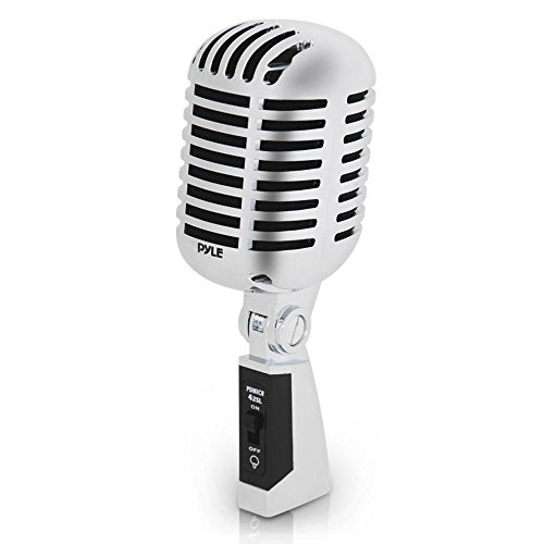 Pyle Classic Retro Dynamic Vocal Microphone - Old Vintage Style Unidirectional Cardioid Mic with XLR Cable - Universal Stand Compatible - Live Performance In Studio Recording - PDMICR42SL (Silver) - Silver - Microphone