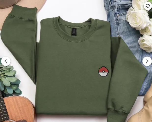 Embroidered Pokemon Sweatshirt Unisex