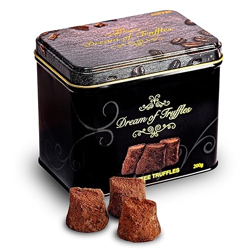 Dream of Truffles - Coffee Truffles | Bold Coffee Flavor | Smooth & Creamy | Dark Cocoa Dusted Candy Truffles in a Premium Gift Box | Made in Sweden | 200g