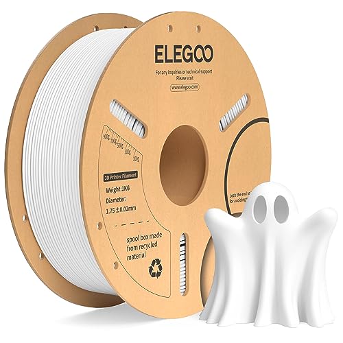 ELEGOO PLA+ Filament 1.75mm White 1KG, PLA Plus Tougher and Stronger 3D Printer Filament, Dimensional Accuracy +/- 0.02mm, 1kg Cardboard Spool(2.2lbs) for Most FDM 3D Printers - 1kg White