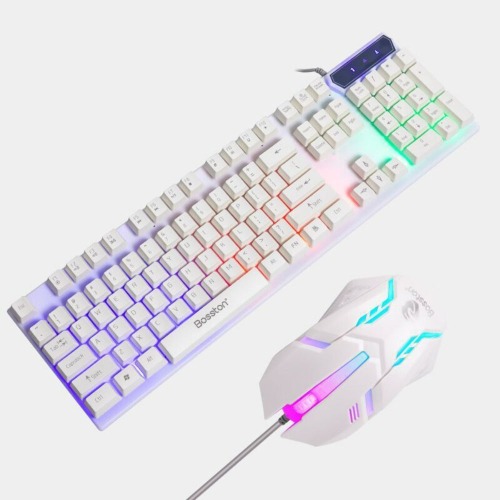 LED Gaming Keyboard and Mouse Set - White