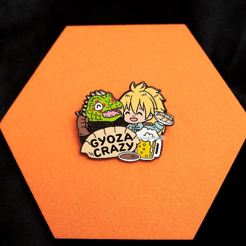 Dorohedoro "Gyoza Crazy" Caiman x Nikaido Hard Enamel Pin - [A Grade] / Simple Rubber Back