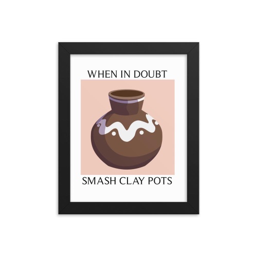 Smash Clay Pots | 8x10 in Framed poster | the Legend of Zelda - Black