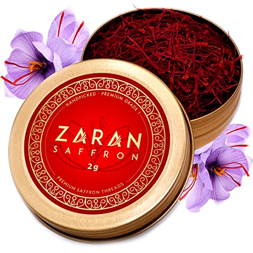 Zaran Saffron, Superior Saffron Threads (Super Negin) Premium grade Saffron Spice for Paella, Risotto, Tea's, and all Culinary Uses (2 Grams) - 2.0 Grams