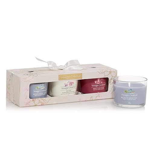 Yankee Candle Gift Set | 3 Scented Filled Votive Candles | Sakura Blossom Festival Collection | Great for Gifting - 3 Filled Votives - Gift Sets - Single