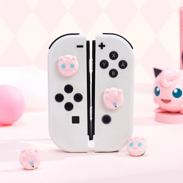 Anime Puffball Switch Joystick Caps Pink Switch OLED Accessories