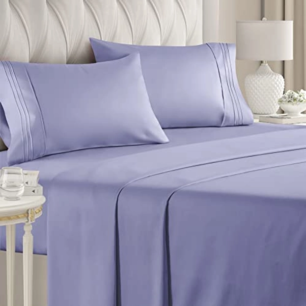 Queen Size 4 Piece Sheet Set - Comfy Breathable & Cooling Sheets - Hotel Luxury Bed Sheets for Women & Men - Deep Pockets, Easy-Fit, Extra Soft & Wrinkle Free Sheets - Lavender Oeko-Tex Bed Sheet Set