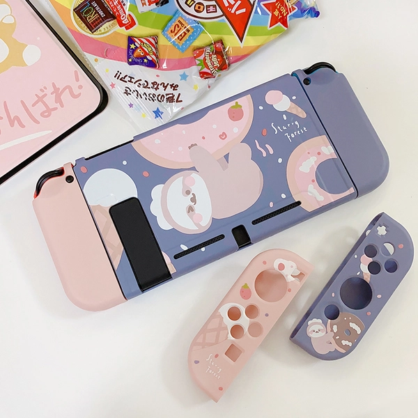 Cute Sloth Switch Cover Case Pastel Pink Purple Case for Switch Lite OLED