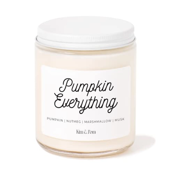 Kim and Pom Pumpkin Everything Soy Candle, Pumpkin Spice Scented Candle, Handmade in Canada, Vegan and Toxin Free, Fall Gift, Host Present