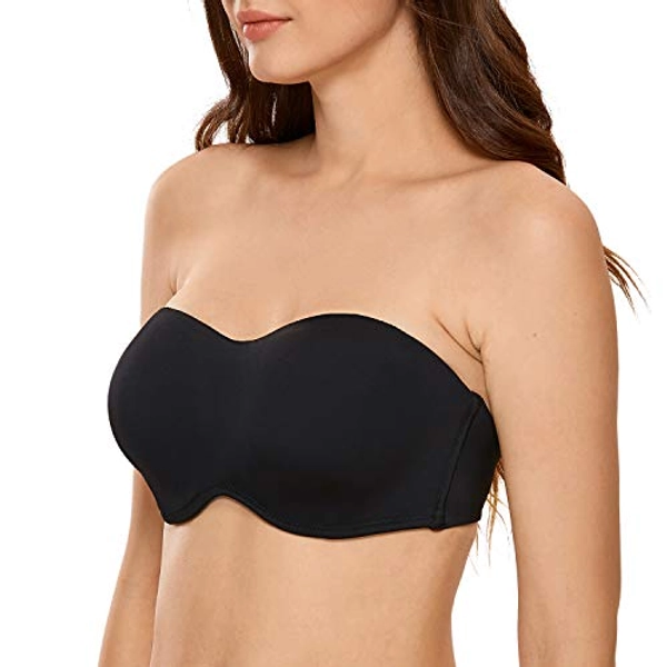 DELIMIRA Womens Seamless Underwire Bandeau Minimizer Strapless Bra for Big Busted Women