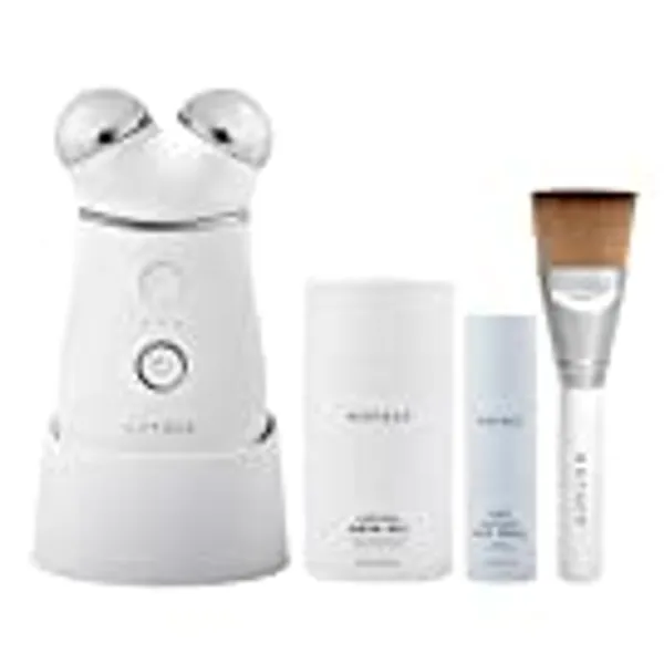 NuFACE TRINITY+ Starter Kit – Facial Toning Device with Aqua Gel Activator 1.69 Fl Oz, Silk Crème Activator 0.5 Fl Oz and Applicator Brush