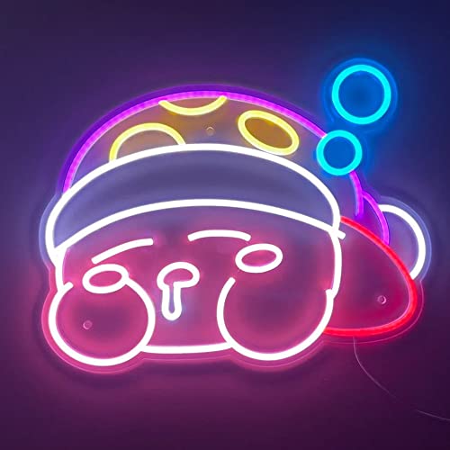 Kirby Neon Sign Anime Cartoon Kir by LED Light Sign Kirby Neon Lights For Wall Decor Shop Event Party Decoration, Bedroom Wall Decor Kids Christmas Birthday Gift USB Powered Size:14x11inch