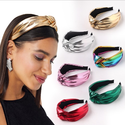 Stylish PU Headband: Bright Color! - black