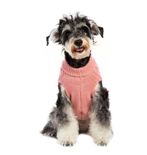 Winter Turtleneck Knitted Pet Sweater - M / White