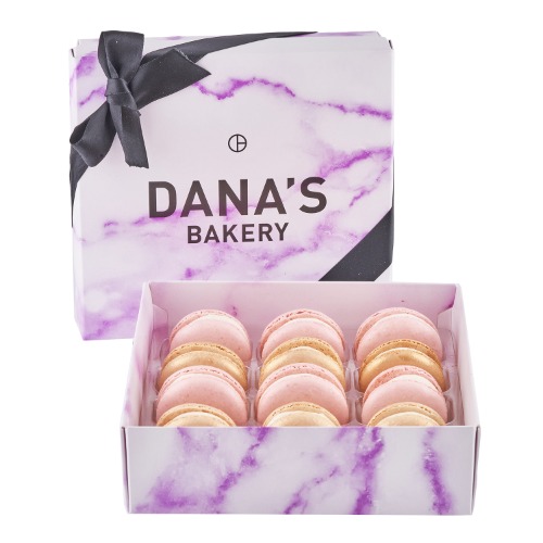 Macaron Marble Strawberries and Champagne Box of 12 - Snackmagic - Champagne & Strawberries