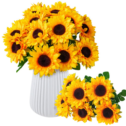 YHmall 3 Bünde Künstliche Blumen, Sonnenblumen, Gefälschte Blumen Für Den Innenbereich Im Freien Home Garden Zubehör, Sonnenblumen Für Die Blumendekoration Und Für Arrangements - 