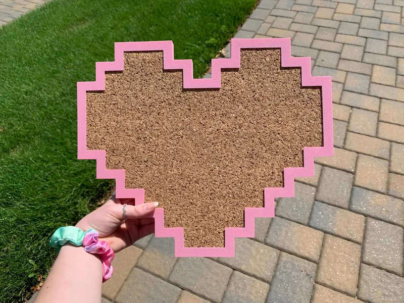 Pixel Heart Shaped Pin Board | Cork Board (Multiple Sizes)