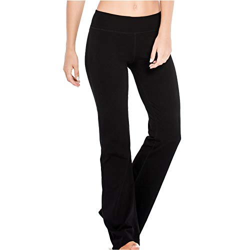 Houmous S-XXL 29''31''33''35'' Inseam Women's Cotton Bootcut Pants Inner Pocket - XX-Large/31" Inseam - Black