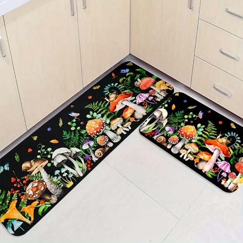 1pc Mushroom Anti-fatigue Kitchen Mat, Non Slip Cushioned Mat Runner Rug Doormat For Boho Kitchen,Sink, Laundry, Bathroom, Home Decor