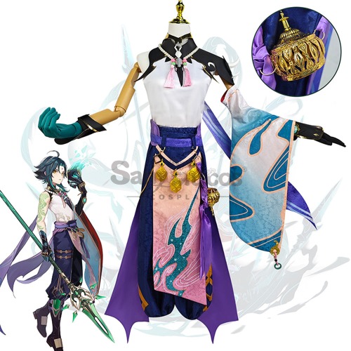 【In Stock】Game Genshin Impact Cosplay Xiao Cosplay Costume Plus Size - XL