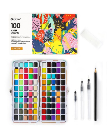 Watercolor Set of 100 With Brush | Default Title