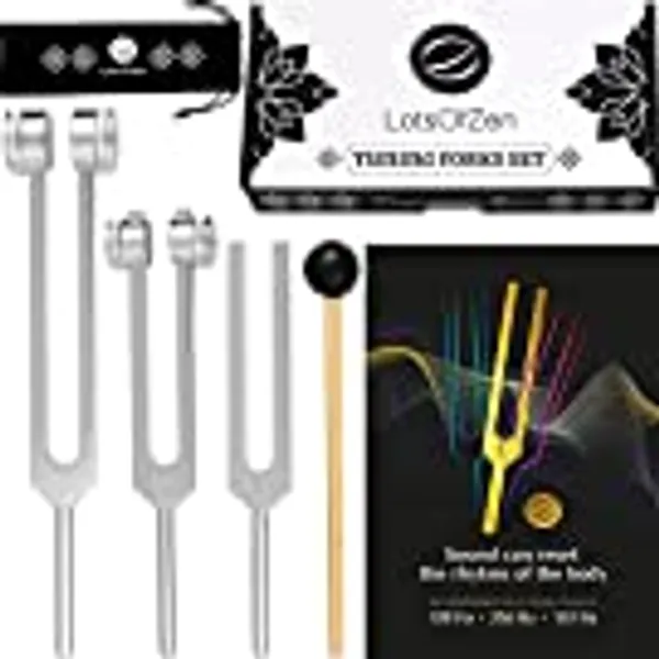 Tuning Forks for Healing (128Hz, 256Hz, 512Hz) — Body Weighted Tuning Forks Medical for Healing Chakra Set — Medical Sound Healing Tools, DNA Repair — Frequency Healing Devices