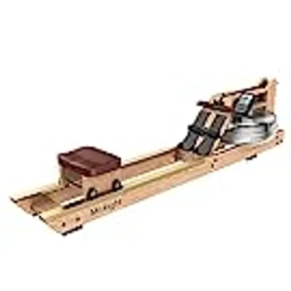Mr. right Water Rowing Machine for Home Use,Oak Wood Water Rower with Customizable Bluetooth LCD Monitor (Rower Cover and Electric Water Pump Included)