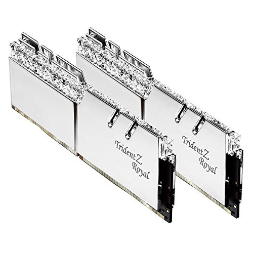 G.SKILL Trident Z Royal Series (Intel XMP) DDR4 RAM 16GB (2x8GB) 3200MT/s CL16-18-18-38 1.35V Desktop Computer Memory UDIMM - Silver (F4-3200C16D-16GTRS)