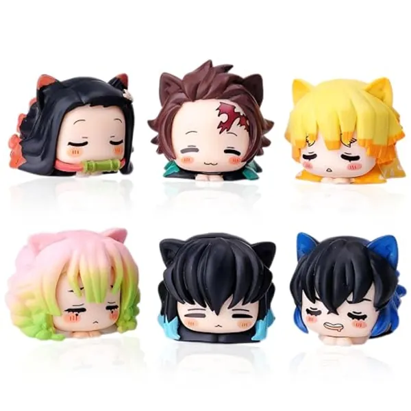 GGJQQDM Demon Cosplay Slayer Figure Set Cute Anime Figure Desktop Decoration Ornament Kawaii Anime Figure Fan Birthday Gift Collection 1.6x2.2IN (6PCS)