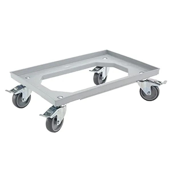 EU Transportroller für Boxen 60 x 40 cm mit 4 Bremsen Grau und 4 Lenkrollen Rollwagen Euroboxen Eurobehälter