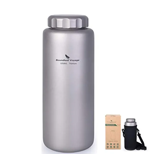 iBasingo 1050ml Titan Wasserflasche Im Freien Auslaufsicher Breiter Mund Sport Trinkflasche Camping Tee Kaffee Kantine Wasserkessel für Wandern Klettern Laufen Ti3005D